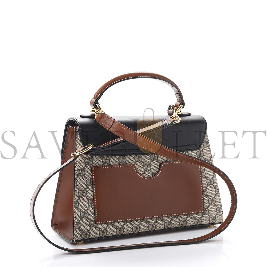 g*u*i gg S*p*e monogram calfskin small padlock top handle bag beige black cuir 43188 (28*19*11cm)